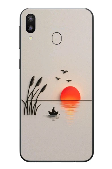 Le Balvo Samsung Galaxy M31 Uyumlu Gün Batımı Çizim Baskılı Silikon Kılıf ürün görseli 1