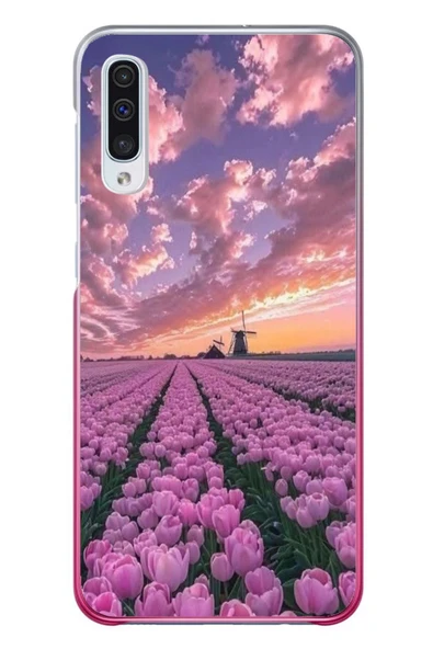Le Balvo Samsung Galaxy A50 Uyumlu Lale Bahçesi Baskılı Silikon Kılıf ürün görseli 1
