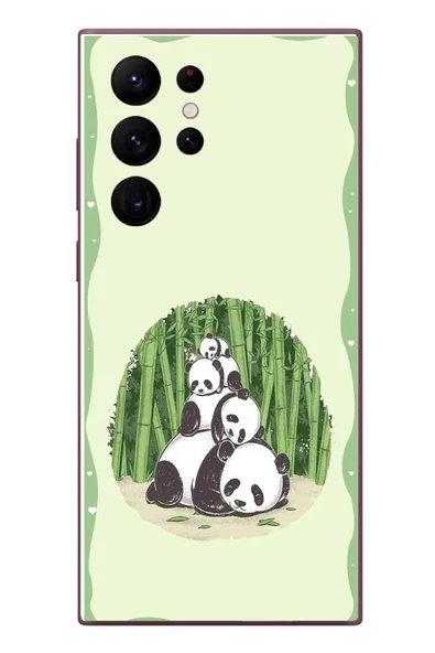 Le Balvo Samsung Galaxy S22 Ultra Uyumlu Panda Ailesi Baskılı Silikon Kılıf ürün görseli 1