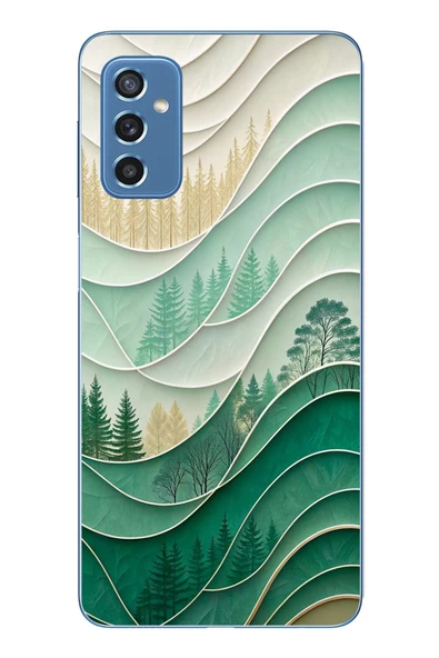 Le Balvo Samsung Galaxy M52 Uyumlu Beyaz Çizgili Orman Baskılı Silikon Kılıf ürün görseli 1
