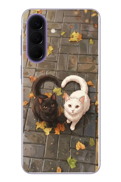 Le Balvo Samsung Galaxy A57 Uyumlu Kalp Kuyruklu Kediler Baskılı Silikon Kılıf ürün görseli 1
