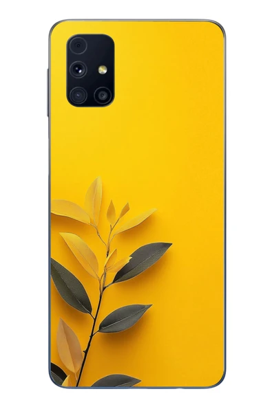 Le Balvo Samsung Galaxy M31s Uyumlu Sarı Siyah Çiçekler Baskılı Silikon Kılıf ürün görseli 1