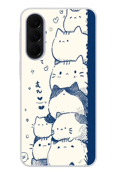 Le Balvo Samsung Galaxy A37 Uyumlu Mavi Kedi Kardeşliği Baskılı Silikon Kılıf ürün görseli 1