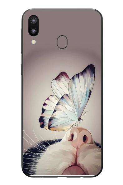 Le Balvo Samsung Galaxy M20 Uyumlu Kelebekli Kedi Baskılı Silikon Kılıf ürün görseli 1
