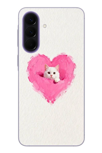 Le Balvo Samsung Galaxy A57 Uyumlu Pembe Kalpli Kedi Baskılı Silikon Kılıf ürün görseli 1