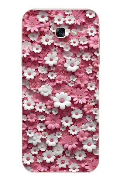 Le Balvo Samsung Galaxy A7 (2017) Uyumlu Beyaz Pembe Papatyalar Baskılı Silikon Kılıf ürün görseli 1