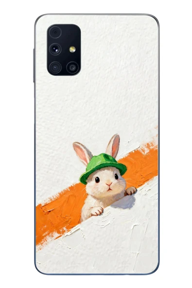 Le Balvo Samsung Galaxy M31s Uyumlu Yeşil Şapkalı Tavşan Baskılı Silikon Kılıf ürün görseli 1