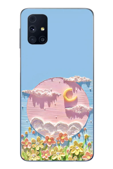 Le Balvo Samsung Galaxy M31s Uyumlu Çiçekli Ay Baskılı Silikon Kılıf ürün görseli 1
