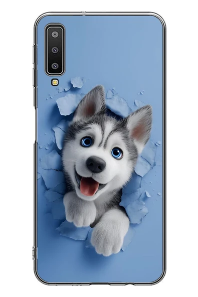 Le Balvo Samsung Galaxy A7 2018 Uyumlu Sibirya Kurdu Baskılı Silikon Kılıf ürün görseli 1