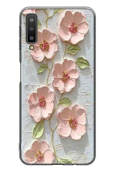 Le Balvo Samsung Galaxy A7 2018 Uyumlu Gül Kurusu Baskılı Silikon Kılıf ürün görseli 1