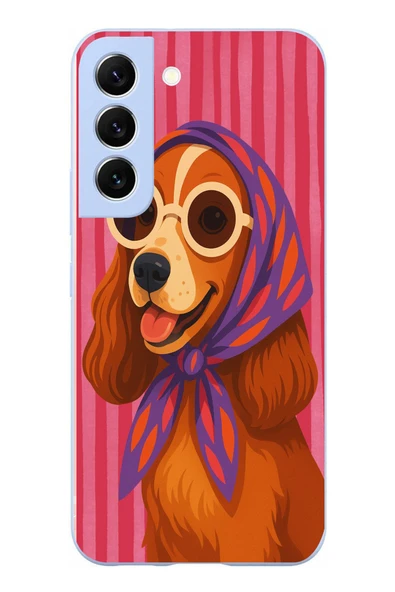Le Balvo Samsung Galaxy S22 Uyumlu Gözlüklü Köpek Baskılı Silikon Kılıf ürün görseli 1