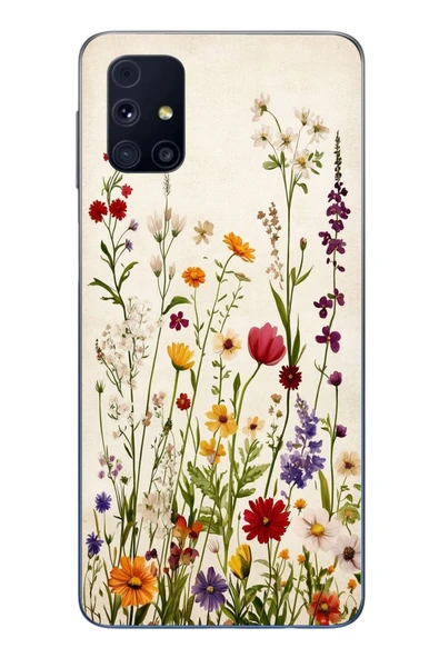 Le Balvo Samsung Galaxy M31s Uyumlu Zarif Çiçekler Baskılı Silikon Kılıf ürün görseli 1