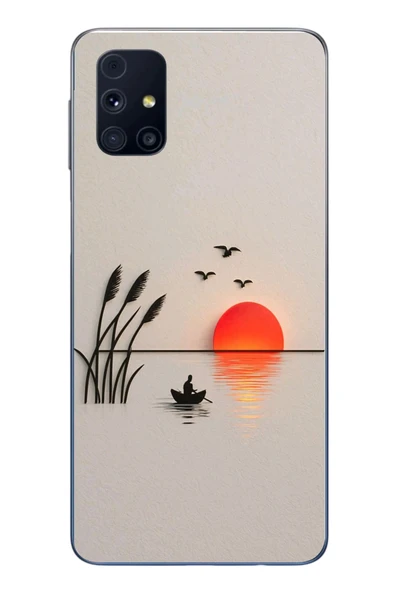 Le Balvo Samsung Galaxy M31s Uyumlu Gün Batımı Çizim Baskılı Silikon Kılıf ürün görseli 1