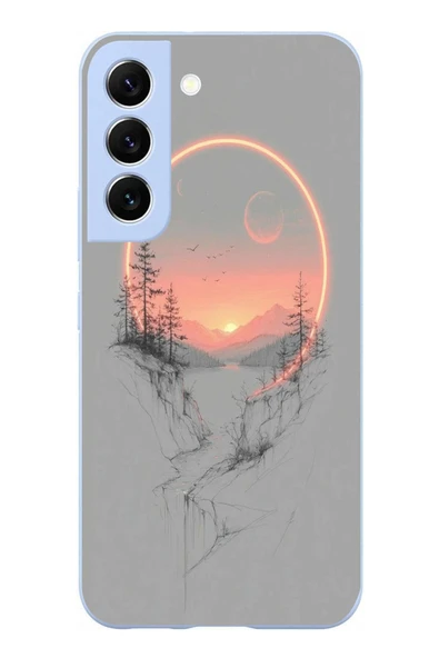 Le Balvo Samsung Galaxy S22 Uyumlu Günbatımı Mermer Desenli Baskılı Silikon Kılıf ürün görseli 1