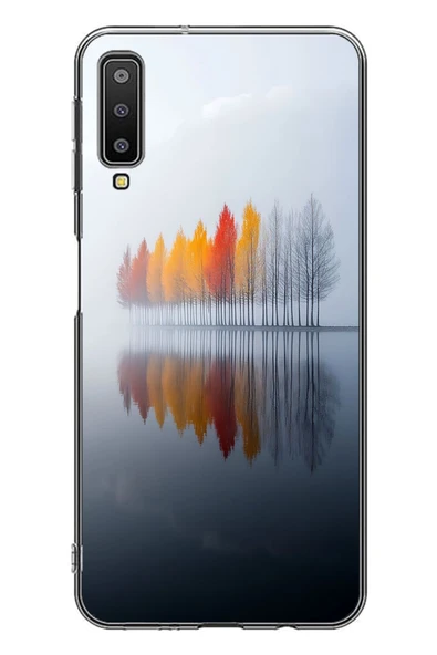 Le Balvo Samsung Galaxy A7 2018 Uyumlu Sonbahar Zamanı Baskılı Silikon Kılıf ürün görseli 1