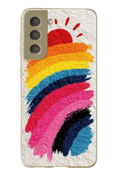 Le Balvo Samsung Galaxy S21 FE Uyumlu Güneşli Gökkuşağı Baskılı Silikon Kılıf ürün görseli 1