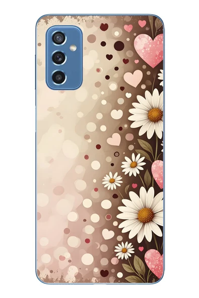 Le Balvo Samsung Galaxy M52 Uyumlu Kalpli Papatya Damlaları Baskılı Silikon Kılıf ürün görseli 1