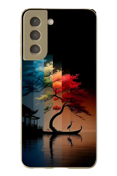 Le Balvo Samsung Galaxy S21 FE Uyumlu Dört Mevsim Ağaç Baskılı Silikon Kılıf ürün görseli 1