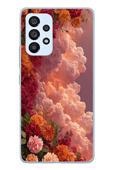 Le Balvo Samsung Galaxy A53 Uyumlu Güller ve Bulutlar Baskılı Silikon Kılıf ürün görseli 1