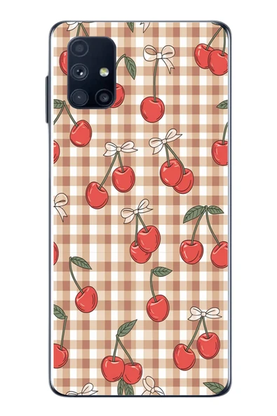 Le Balvo Samsung Galaxy M51 Uyumlu Kurdeleli Kiraz Baskılı Silikon Kılıf ürün görseli 1