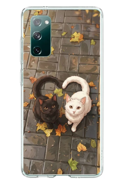 Le Balvo Samsung Galaxy S20 FE Uyumlu Kalp Kuyruklu Kediler Baskılı Silikon Kılıf ürün görseli 1