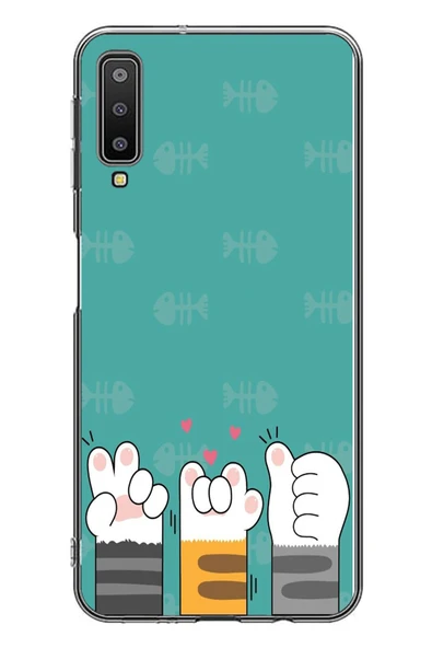 Le Balvo Samsung Galaxy A7 2018 Uyumlu Kedi Patileri Baskılı Silikon Kılıf ürün görseli 1