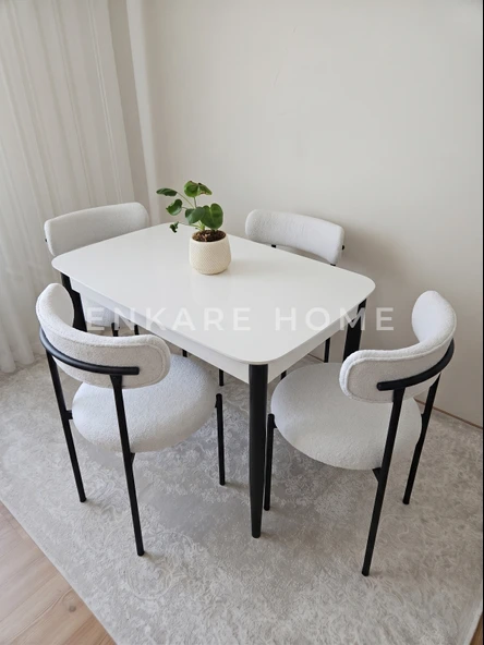 Küçük Nero Masa & Elisa Sandalye - 70x110 cm Sabit Mdf Masa - Mutfak, Antre, Balkon, Ofis ürün görseli 1