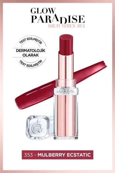 L'Oreal Paris Glow Paradise Balm-in-lipstick - Işıltı Veren Bordo Tonlu Ruj 353 Mulberry Ecstatic ürün görseli 1