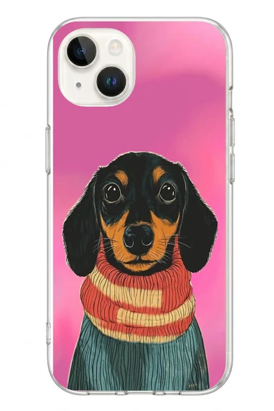 Le Balvo İphone 13/14 Uyumlu Sevimli Siyah Köpek Baskılı Silikon Kılıf ürün görseli 1