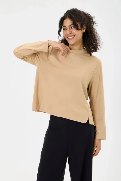 invee Modal Kısa Tunik 7255 camel - Resim 2