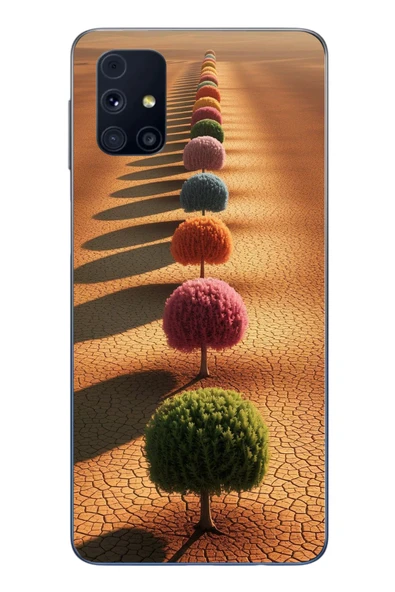Le Balvo Samsung Galaxy M31s Uyumlu Sıralı Renkli Ağaçlar Baskılı Silikon Kılıf ürün görseli 1