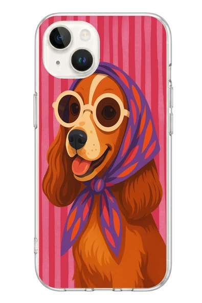 Le Balvo İphone 13/14 Uyumlu Gözlüklü Köpek Baskılı Silikon Kılıf ürün görseli 1