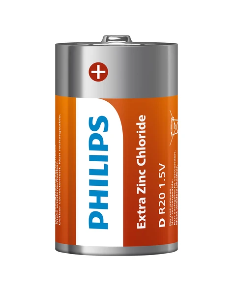 Philips Extra Zinc Chloride D Boy Büyük Boy Pil 1.5V - R20L2B/10 - 2'li Paket ürün görseli 1