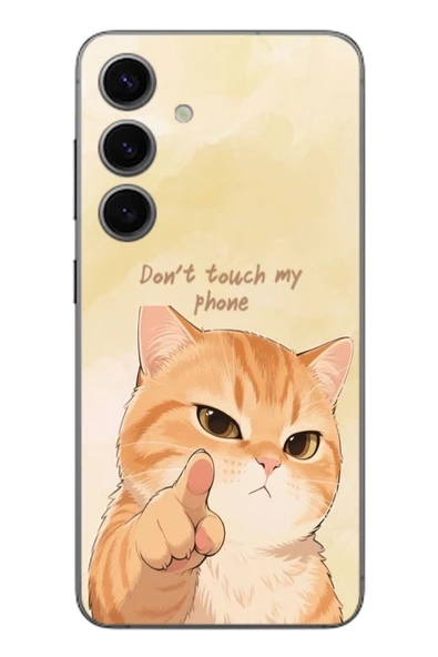 Le Balvo Samsung Galaxy S24 Uyumlu Dont Touch My Phone Baskılı Silikon Kılıf ürün görseli 1