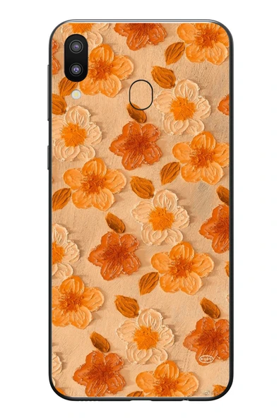 Le Balvo Samsung Galaxy M20 Uyumlu Turuncu Papatyalar Baskılı Silikon Kılıf ürün görseli 1