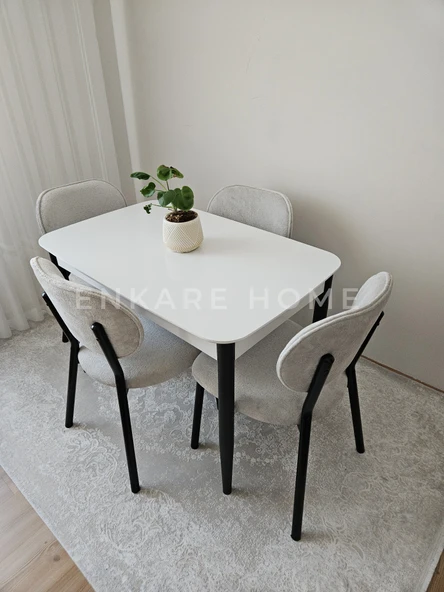 Nero Sabit 70x110 Minimal Mdf Masa ve Sahra Sandalye 4 Sandalye 1 Masa - Mutfak Masası ürün görseli 1