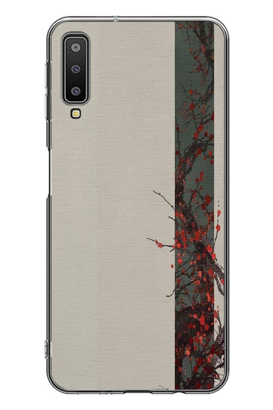 Le Balvo Samsung Galaxy A7 2018 Uyumlu Sade Sonbahar Sarmaşık Baskılı Silikon Kılıf ürün görseli 1