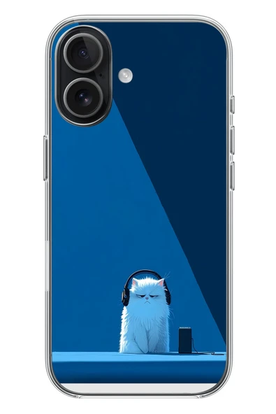 Le Balvo İphone 17 Uyumlu Kulaklı Kedi Baskılı Silikon Kılıf ürün görseli 1