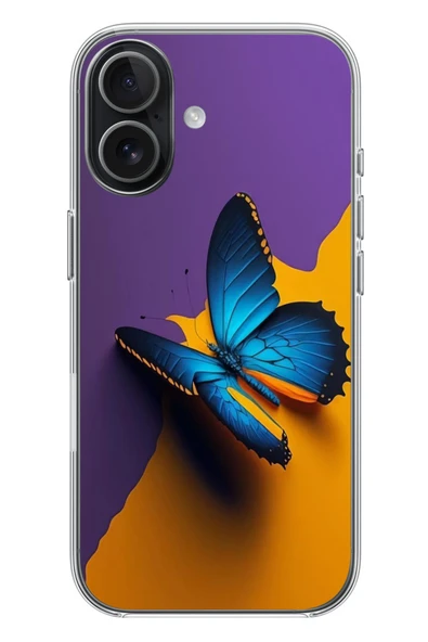 Le Balvo İphone 17 Uyumlu Mavi Kelebek Baskılı Silikon Kılıf ürün görseli 1