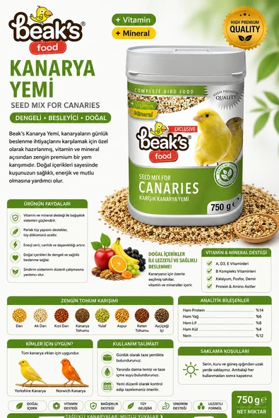 KARIŞIK KANARYA YEMİ 750 GR - Resim 2