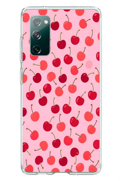 Le Balvo Samsung Galaxy S20 FE Uyumlu Pembe Kirazlar Baskılı Silikon Kılıf ürün görseli 1