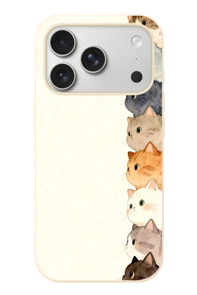 Le Balvo İphone 17 Pro Uyumlu Sıralı Kediler Baskılı Silikon Kılıf ürün görseli 1