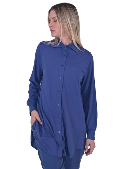 invee Modal Penye Gömlek 6926 indigo - Resim 3