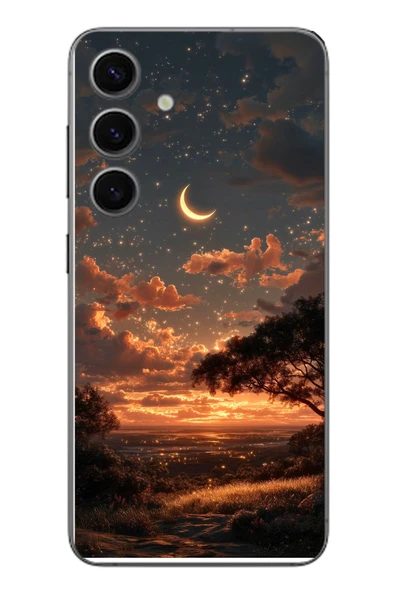 Le Balvo Samsung Galaxy S24 Uyumlu Ay Gecesi Baskılı Silikon Kılıf ürün görseli 1