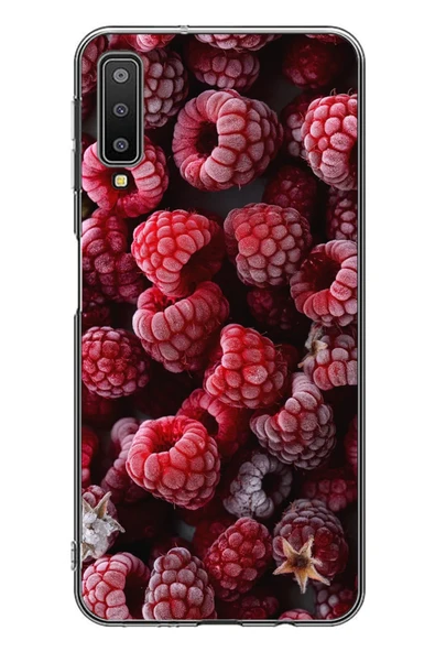Le Balvo Samsung Galaxy A7 2018 Uyumlu Ahududu Frambuaz Baskılı Silikon Kılıf ürün görseli 1