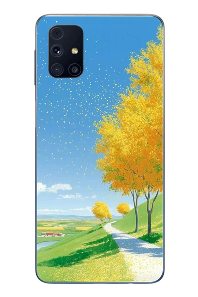 Le Balvo Samsung Galaxy M31s Uyumlu Sarı Sonbahar Ağacı Baskılı Silikon Kılıf ürün görseli 1
