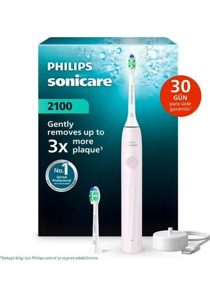 Philips Sonicare 2100 Serisi Şarjlı Diş Fırçası Toz Pembe, 3 Kat Plak Temizliği, 14 Gün Şarj Ömrü, 2 Hız Ayarı, +1 Başlık Hediyeli ürün görseli 1