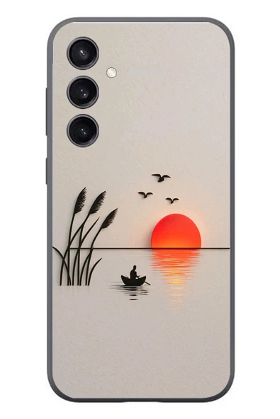 Le Balvo Samsung Galaxy S23 Uyumlu Gün Batımı Çizim Baskılı Silikon Kılıf ürün görseli 1