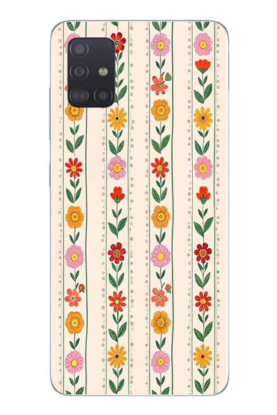Le Balvo Samsung Galaxy A51 Uyumlu Çiçekler ve Yaprakları Baskılı Silikon Kılıf ürün görseli 1