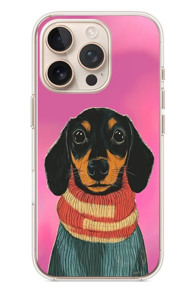 Le Balvo İphone 16 Pro Uyumlu Sevimli Siyah Köpek Baskılı Silikon Kılıf ürün görseli 1